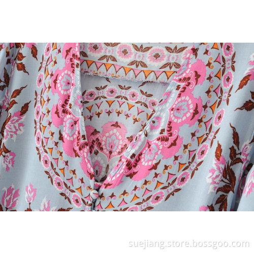 Long Dress For Women Flower Printing Loose Dress